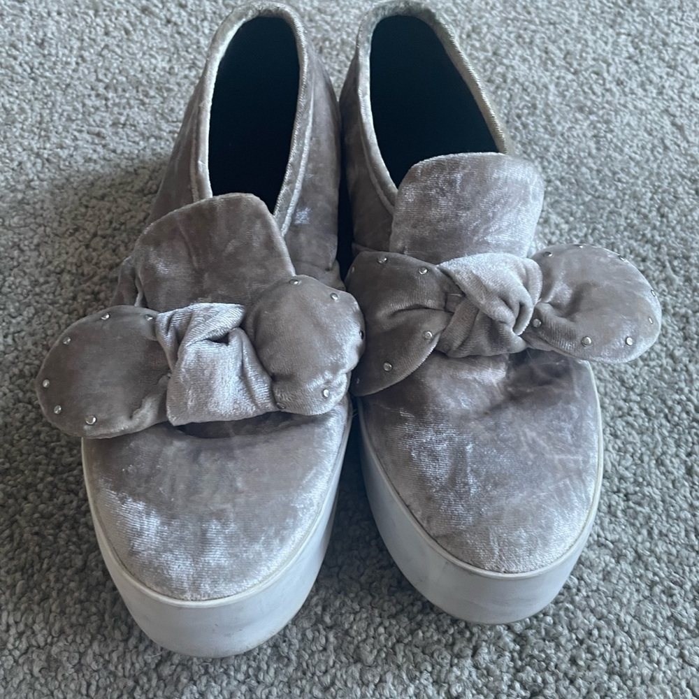 Rebecca Minkoff Gray/beige Velvet Bow Sneakers